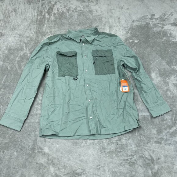 Bass Outdoor Stretch Worker Shirt XL Lily Pad Green NWT 6404 - Picture 1 of 8